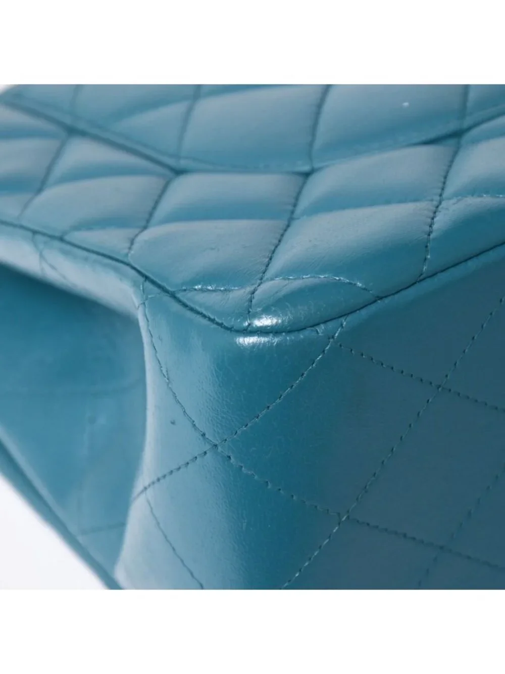 Chanel Maxi Quilted 30 Double Flap Chain Shoulder Bag CC Logo Lambskin Turquoise